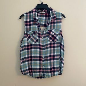 Cutout back plaid tank top